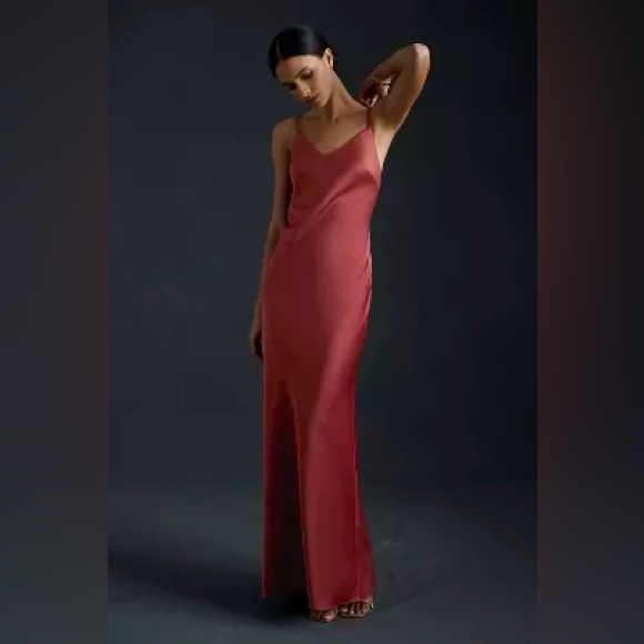 BHLDN Charlie Satin Charmeuse Dress in Cinnamon Rose - Picture 1 of 4